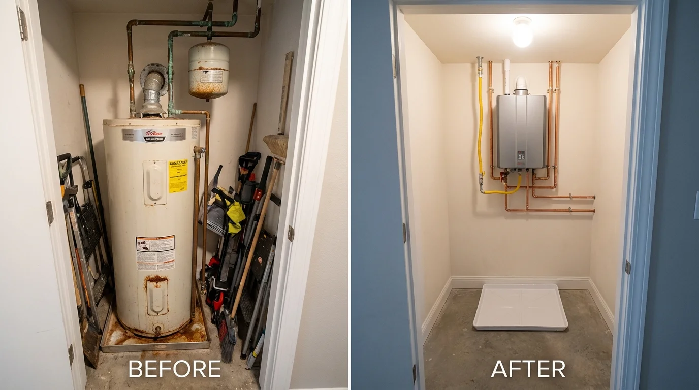 Tank water heater versus wall-mounted tankless unit comparison for Louisville, CO homeowners